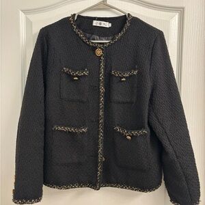 Elegant Black Tweed Jacket